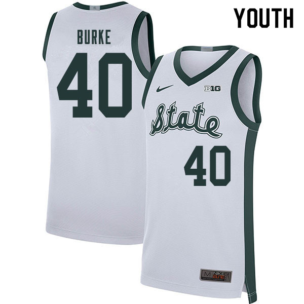 Youth Michigan State Spartans #40 Braden Burke NCAA Nike Authentic White 2019-20 Retro College Stitched Basketball Jersey ID41F54SO